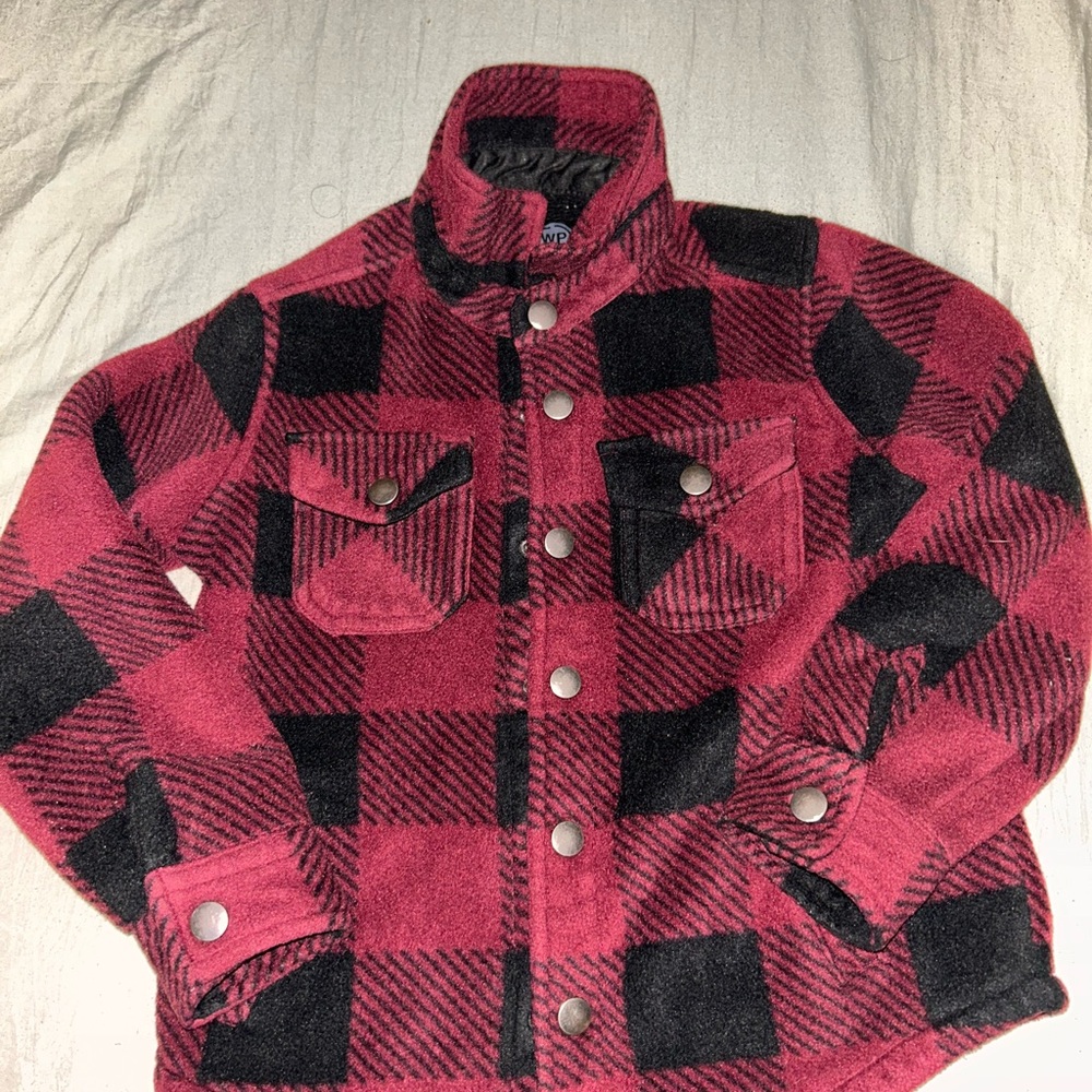 Weatherproof Kids Plaid Puffer Jacket - Red and Black